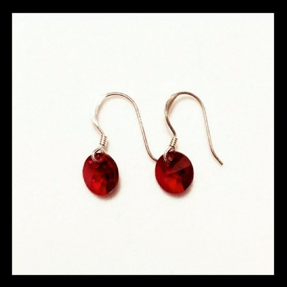 Bianca Stone red Swarovski crystal elements Jewelry - Sterling silver & red crystal elements earrings